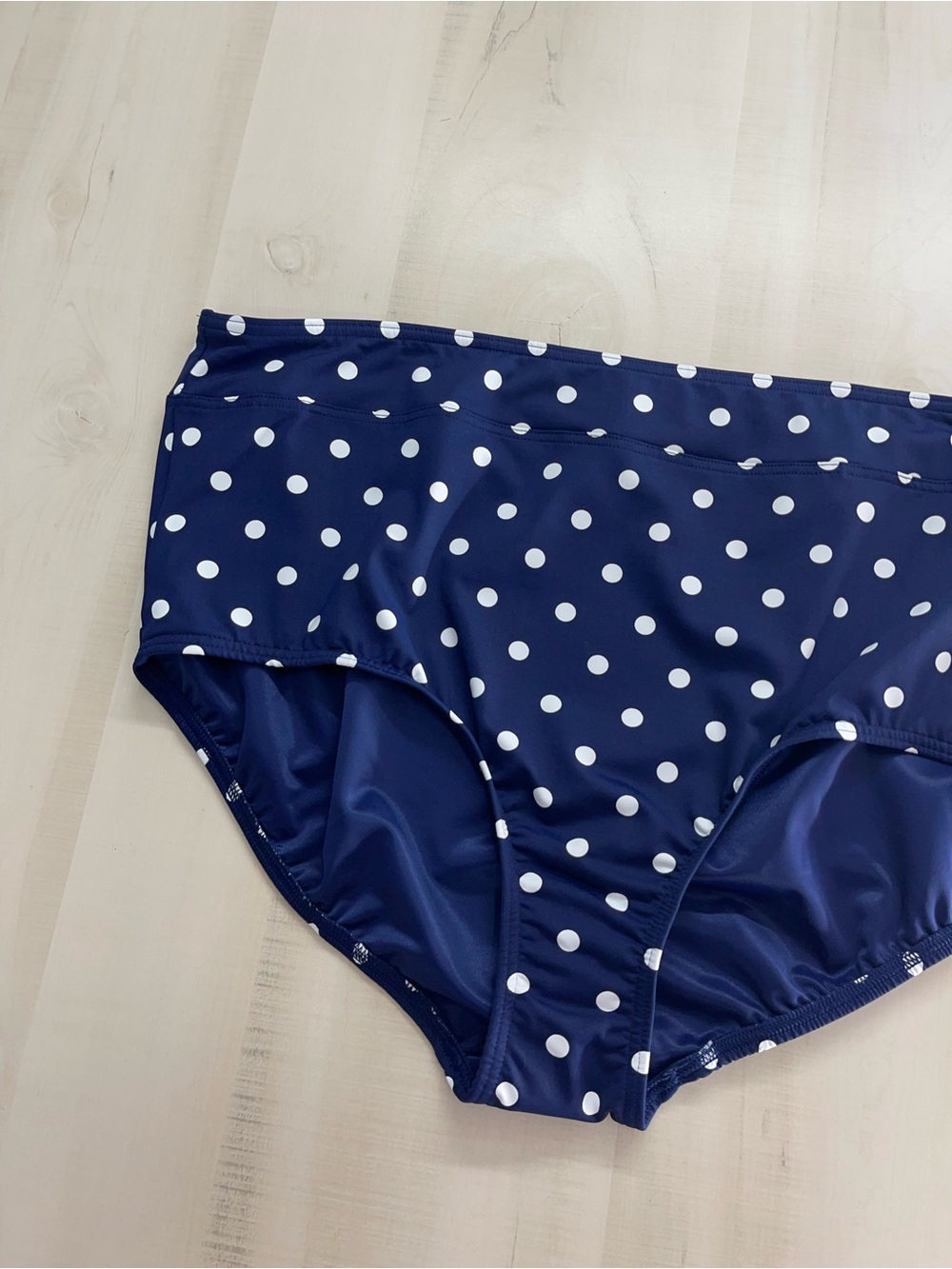 nwt LANDS END womens polka dot navy blue bikini bottom high rise 22W - Picture 2 of 4
